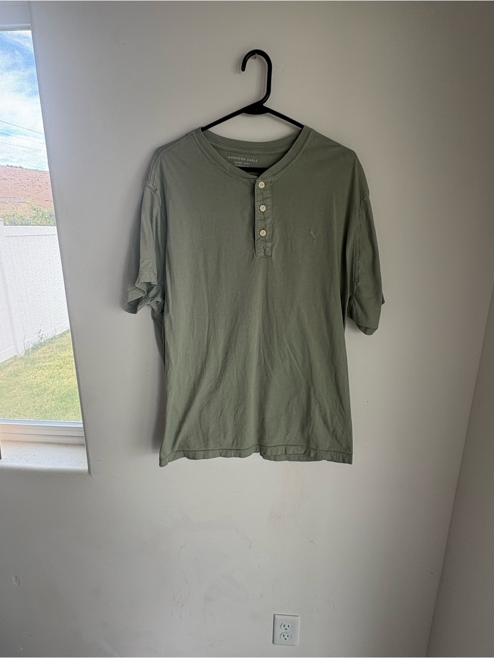 American Eagle Outfitters Olive Short-Sleeve Henley